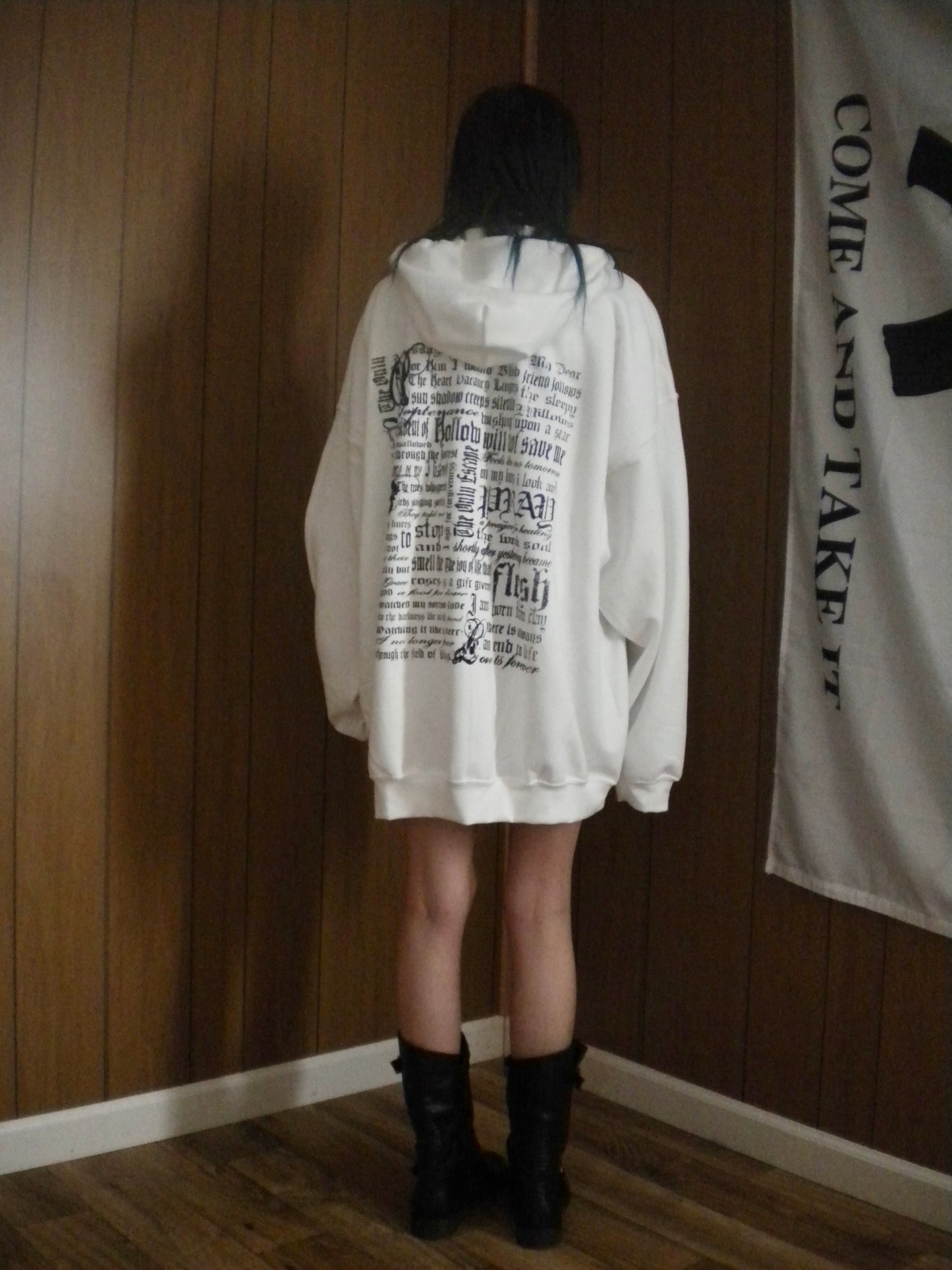Pray Flesh Tears White Hoodie