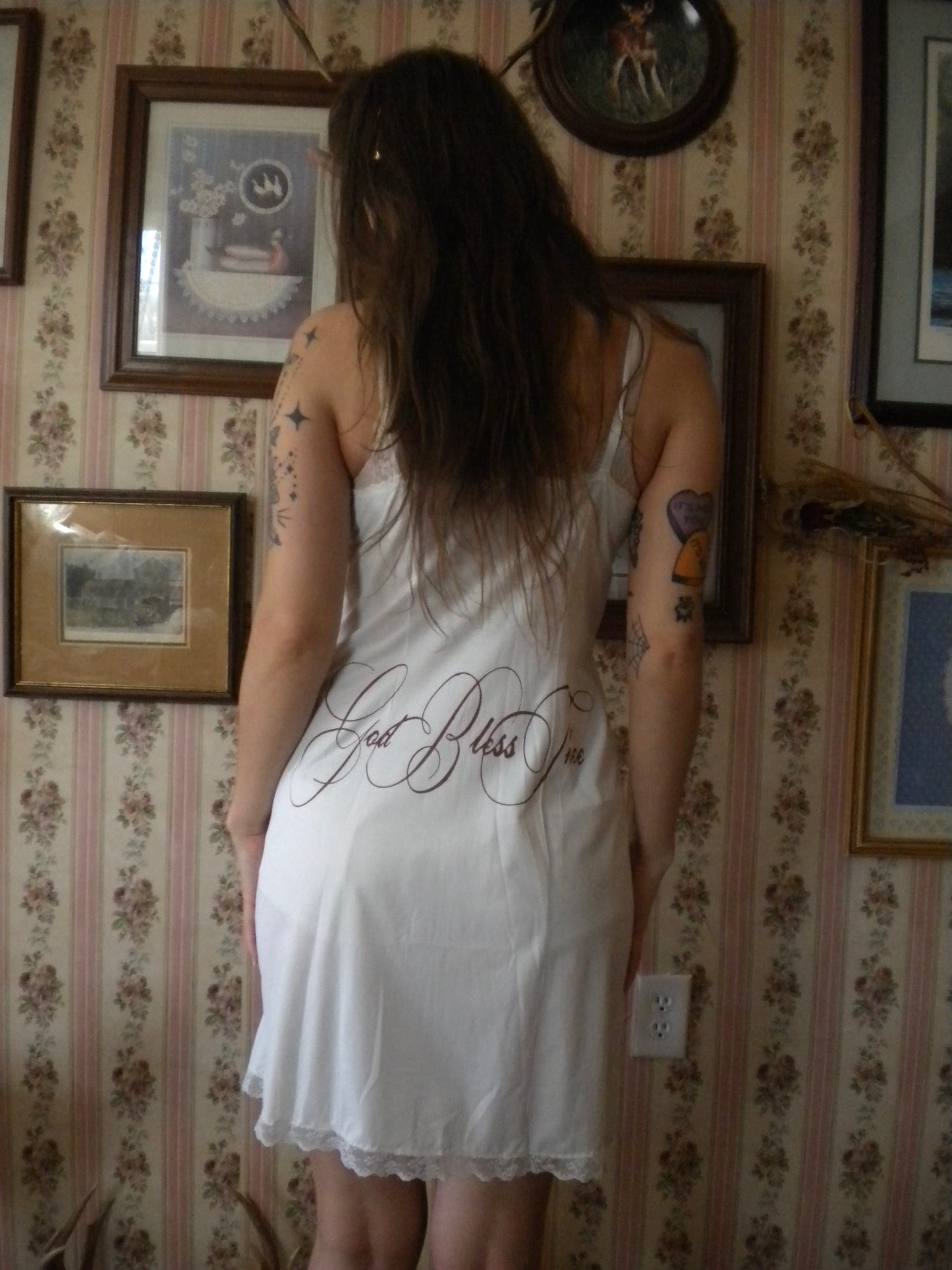 1/1 Fawn Prayer Lace Trim Slip Dress Medium
