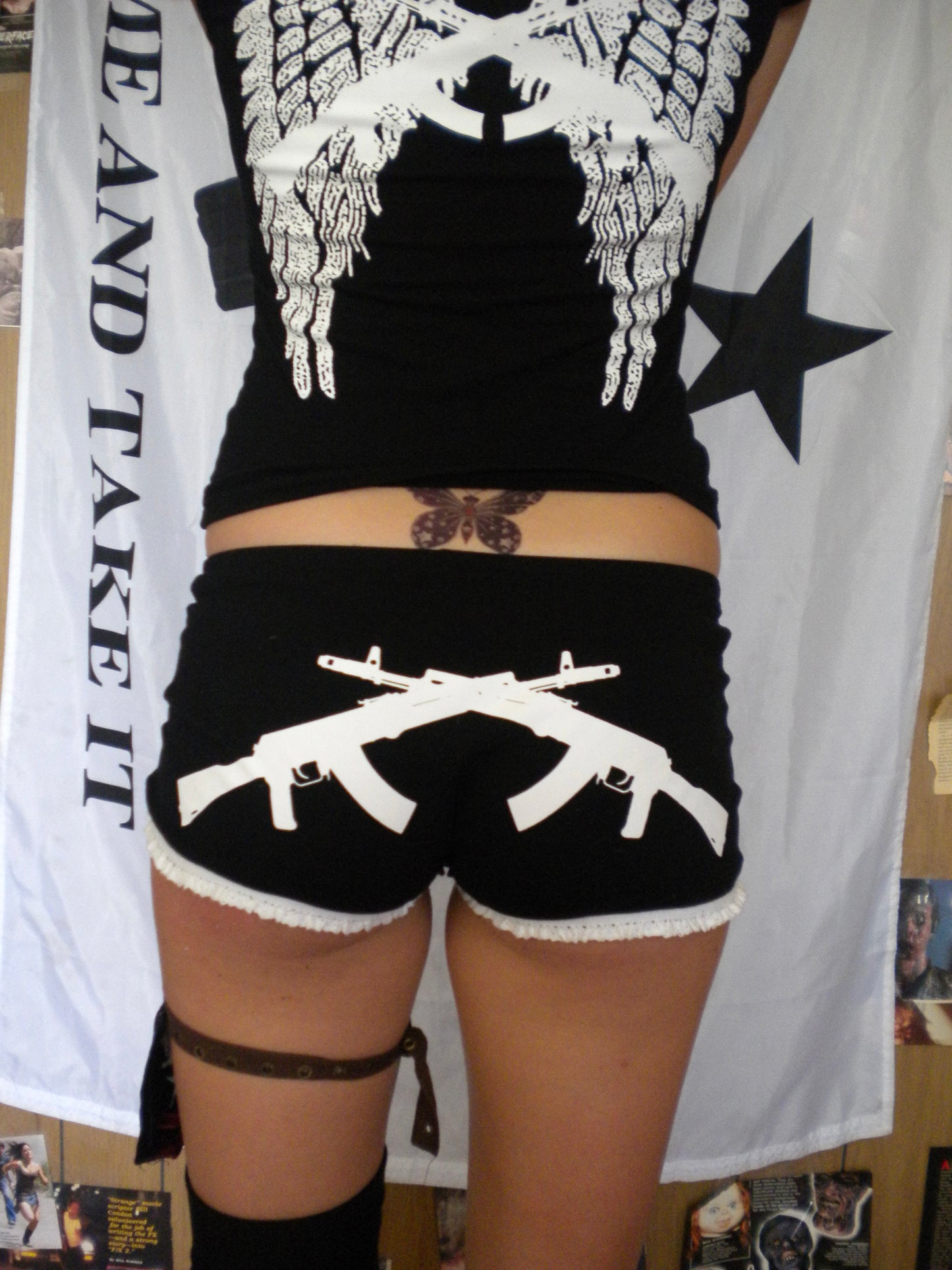 Black Gun Angel Mini Shorts