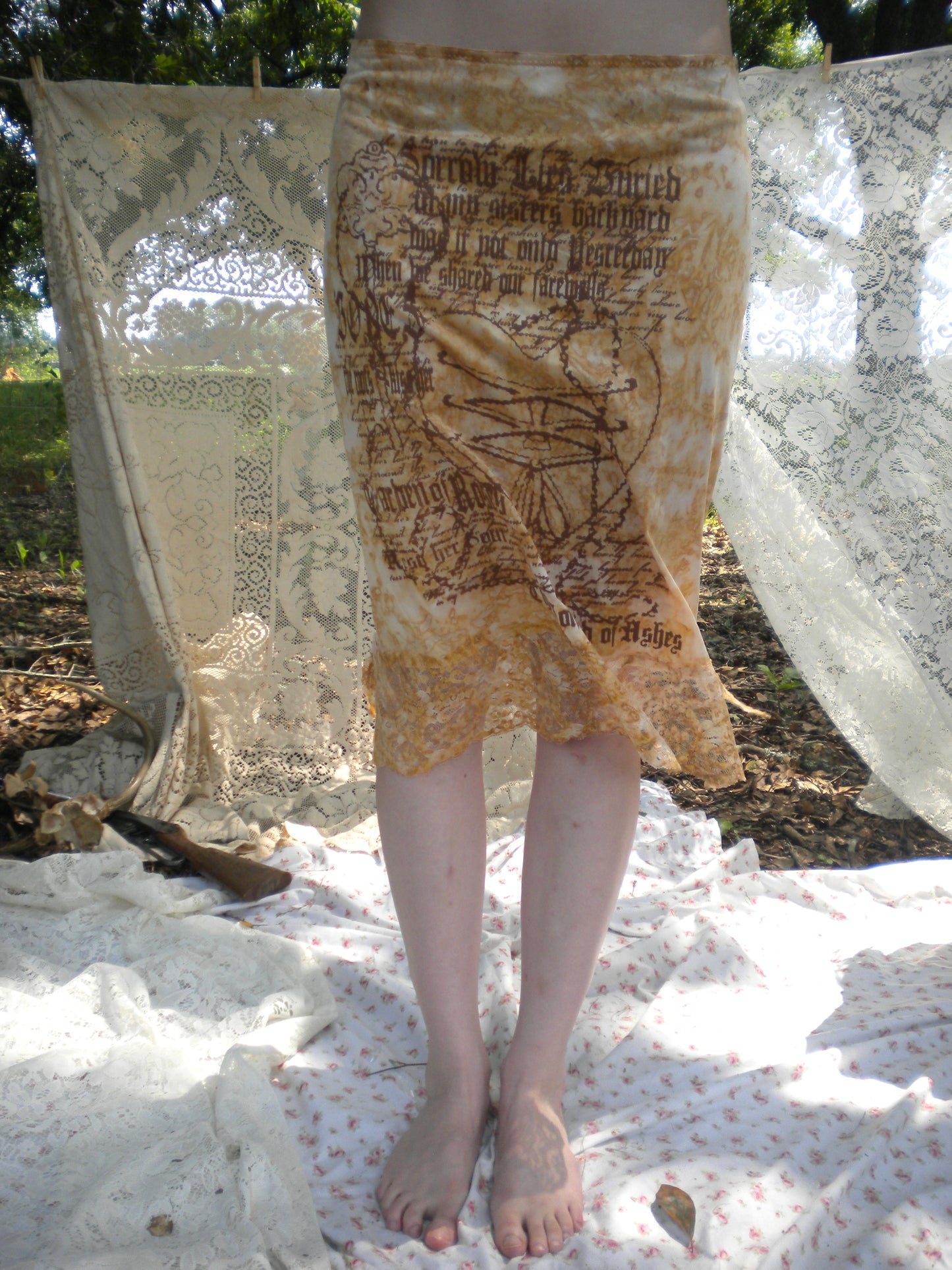 1/1 Rust Dyed Boneyard Ashes Midi Slip Skirt