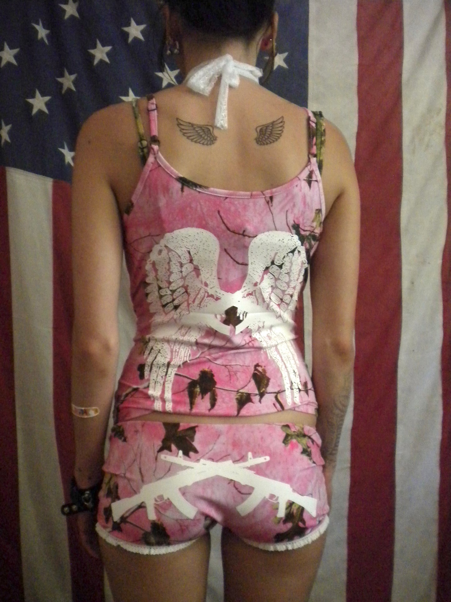 PREORDER Pink Camo Gun Angel Mini Shorts