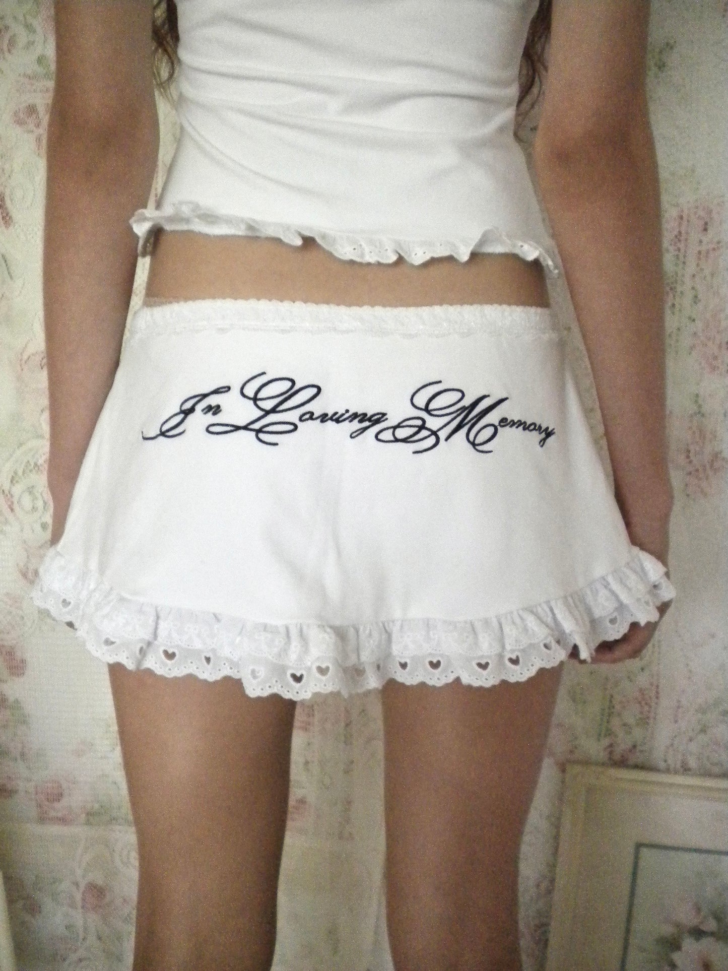 PREORDER In Loving Memory White Micro Mini Skirt