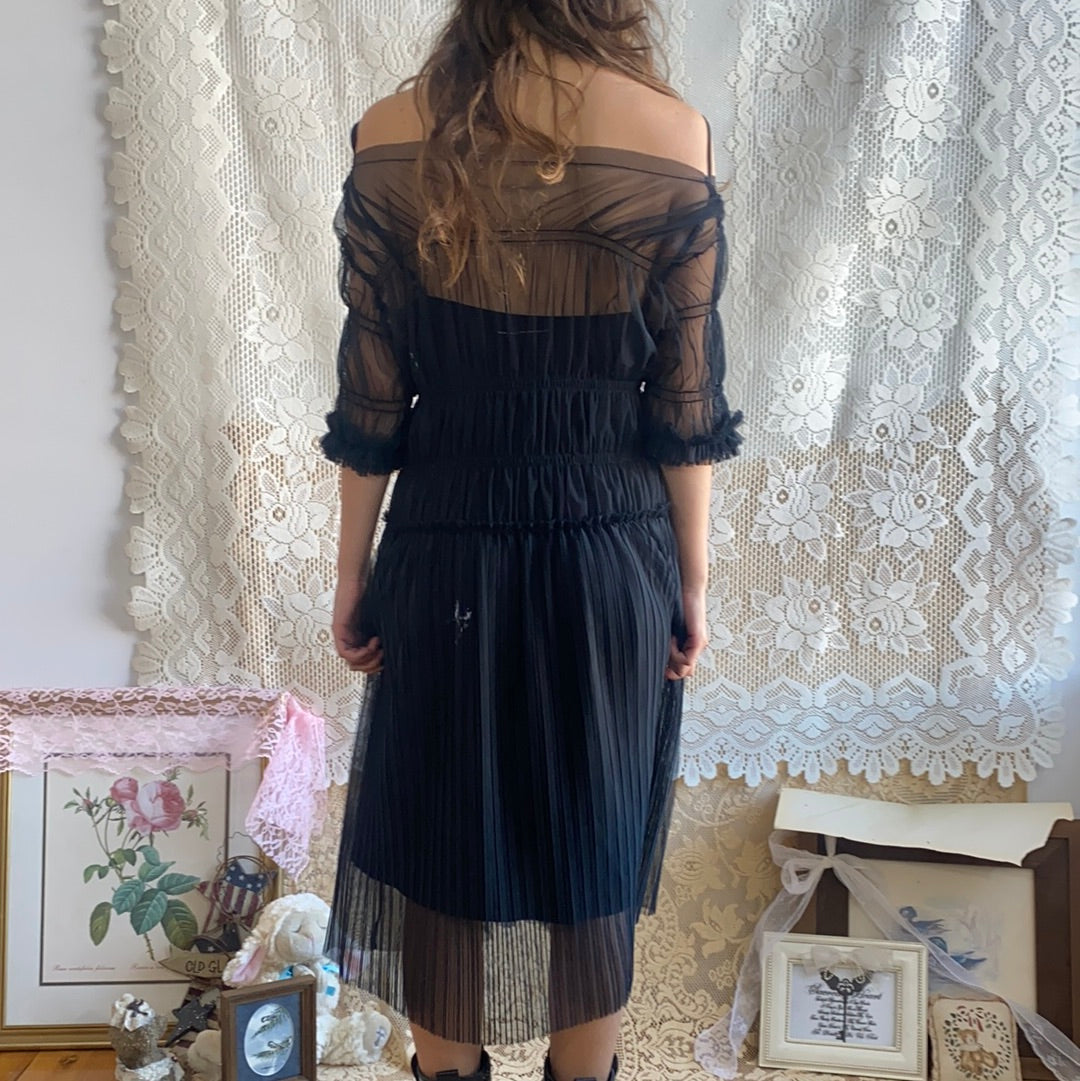 Sacred Heart Black Pleated Dress