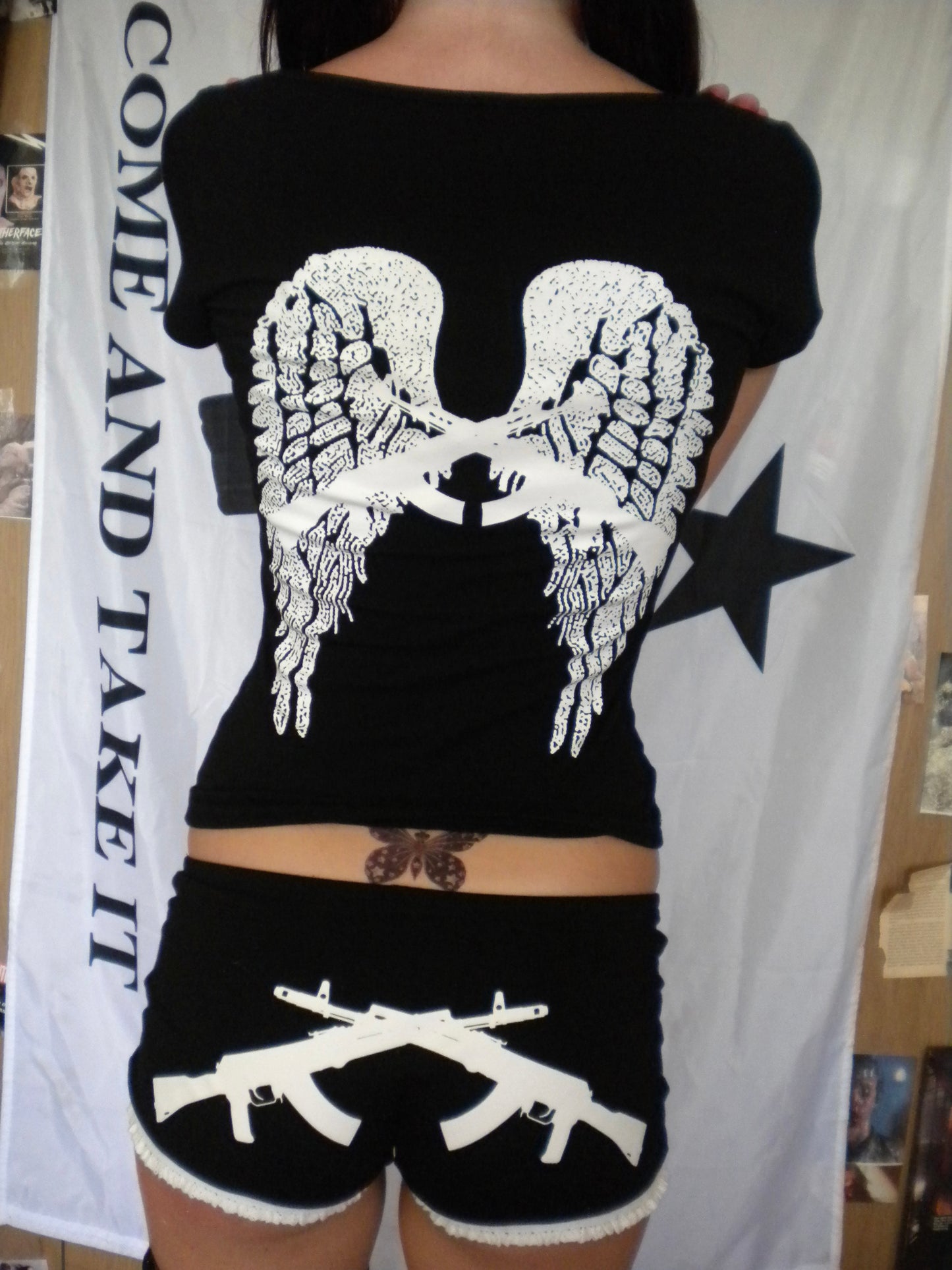 Black Gun Angel Mini Shorts