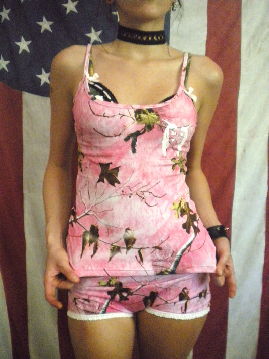 Pink Camo Gun Angel Tank Top