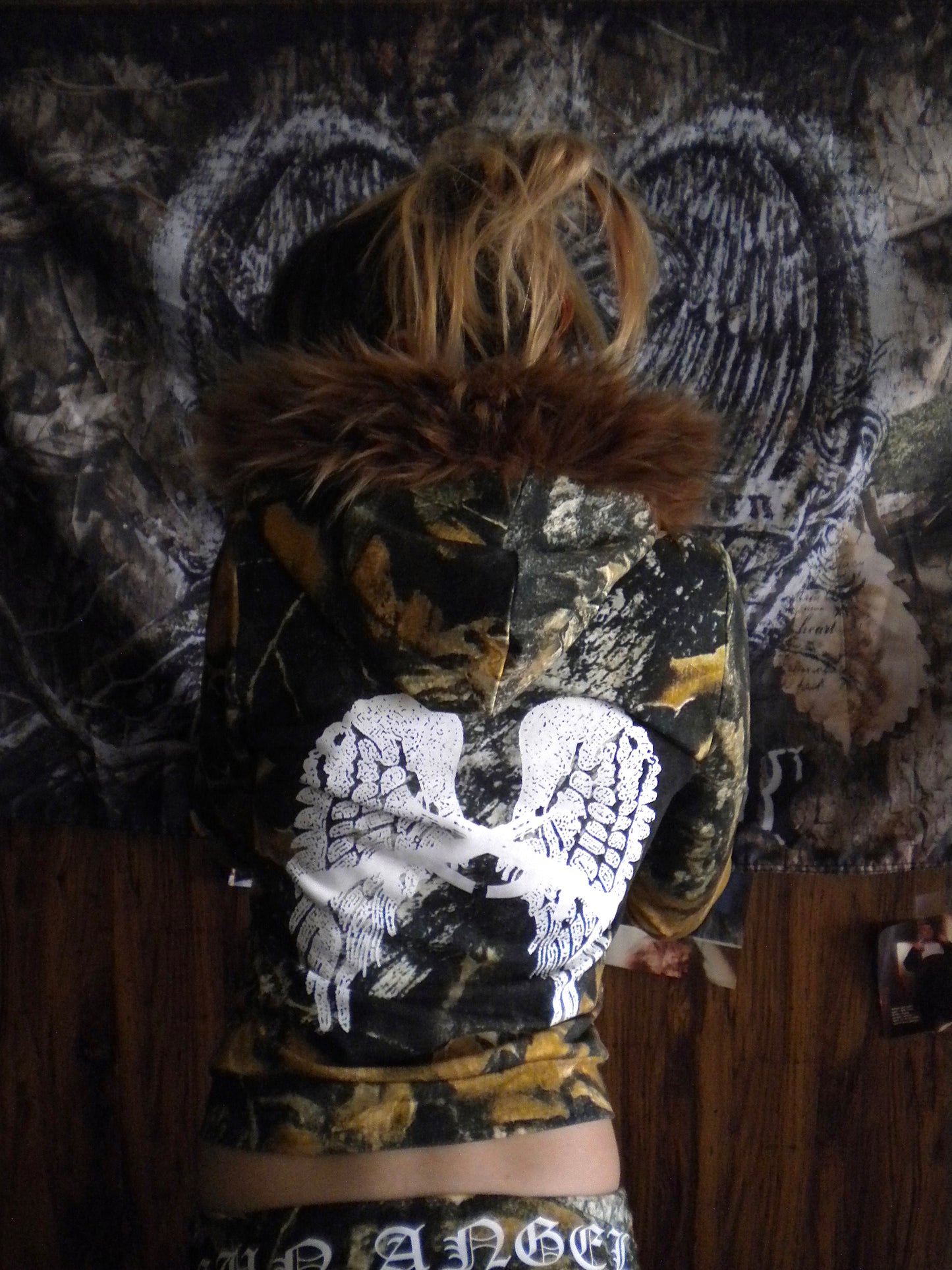 Gun Angel Camo Fur Trim Jacket