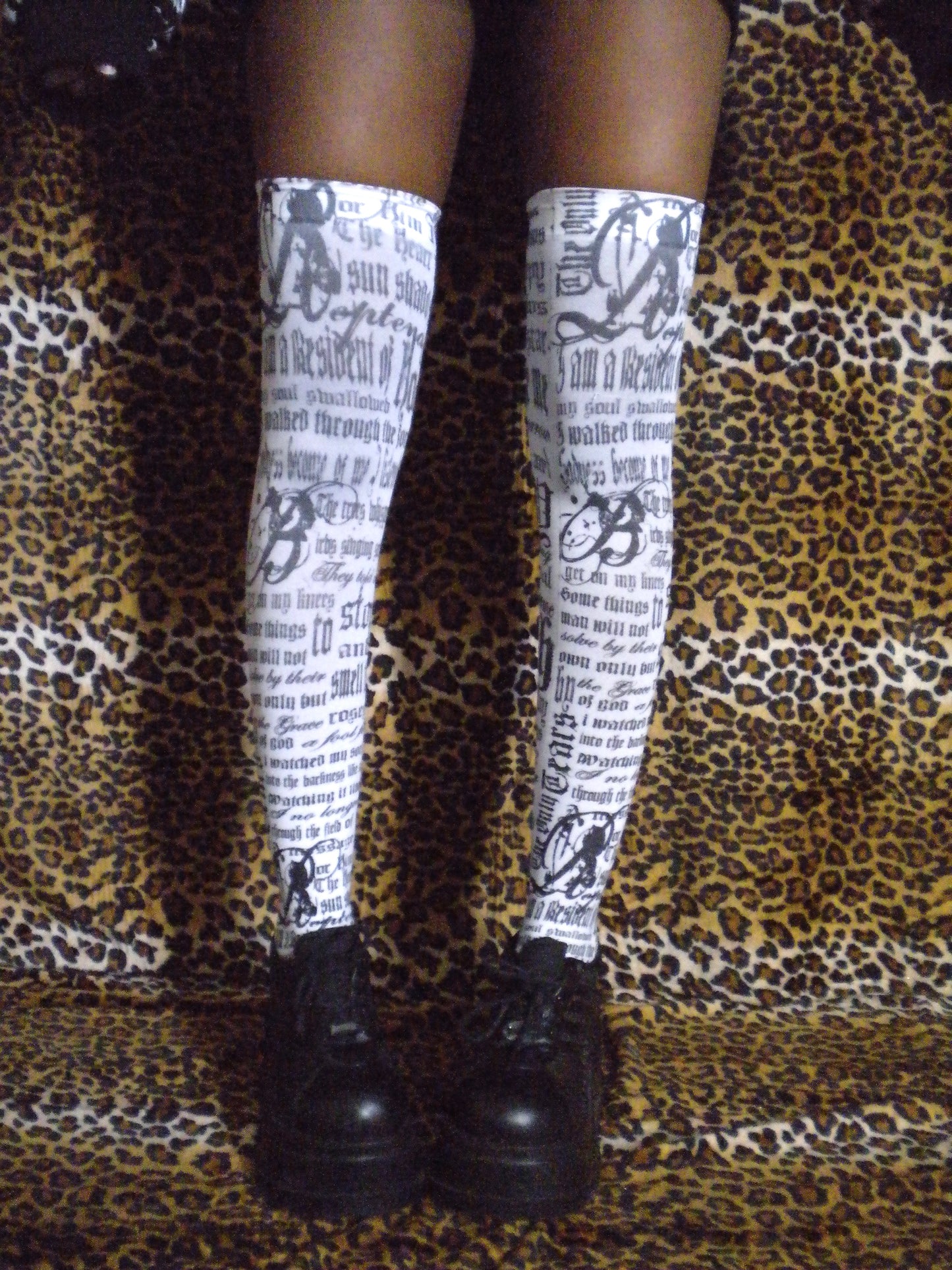 Pray Flesh Tears White Thigh High Socks