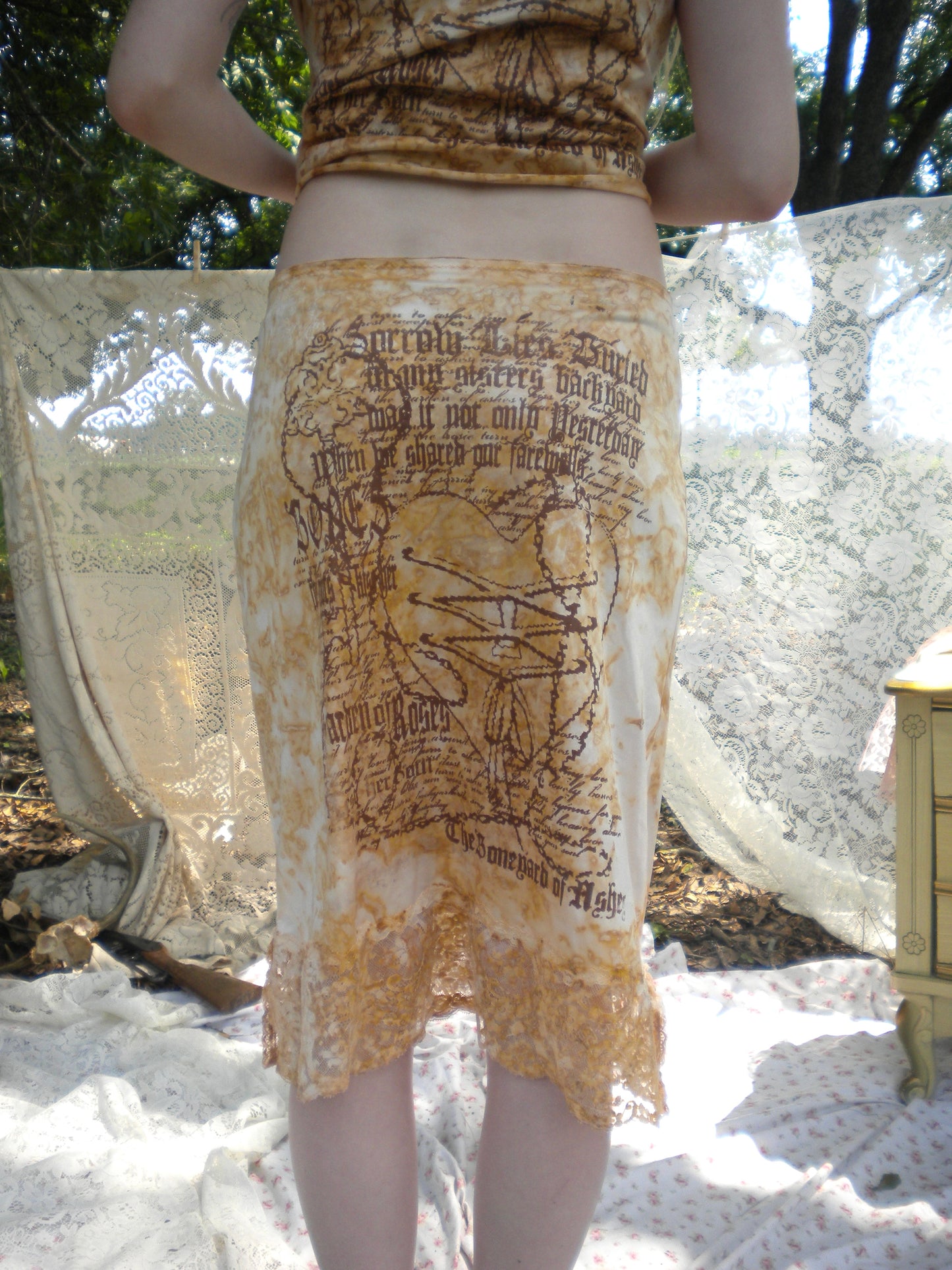 1/1 Rust Dyed Boneyard Ashes Midi Slip Skirt