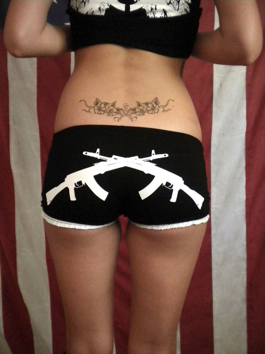 Black Gun Angel Mini Shorts