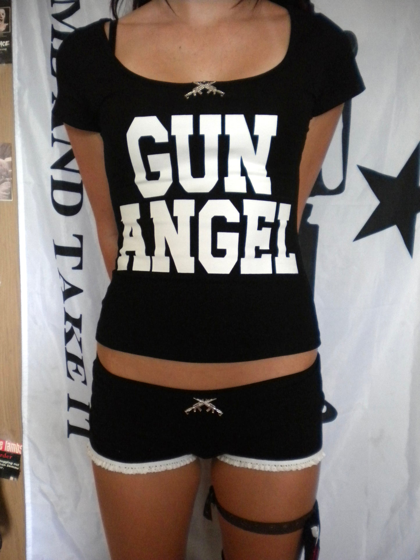 Black Gun Angel Mini Shorts