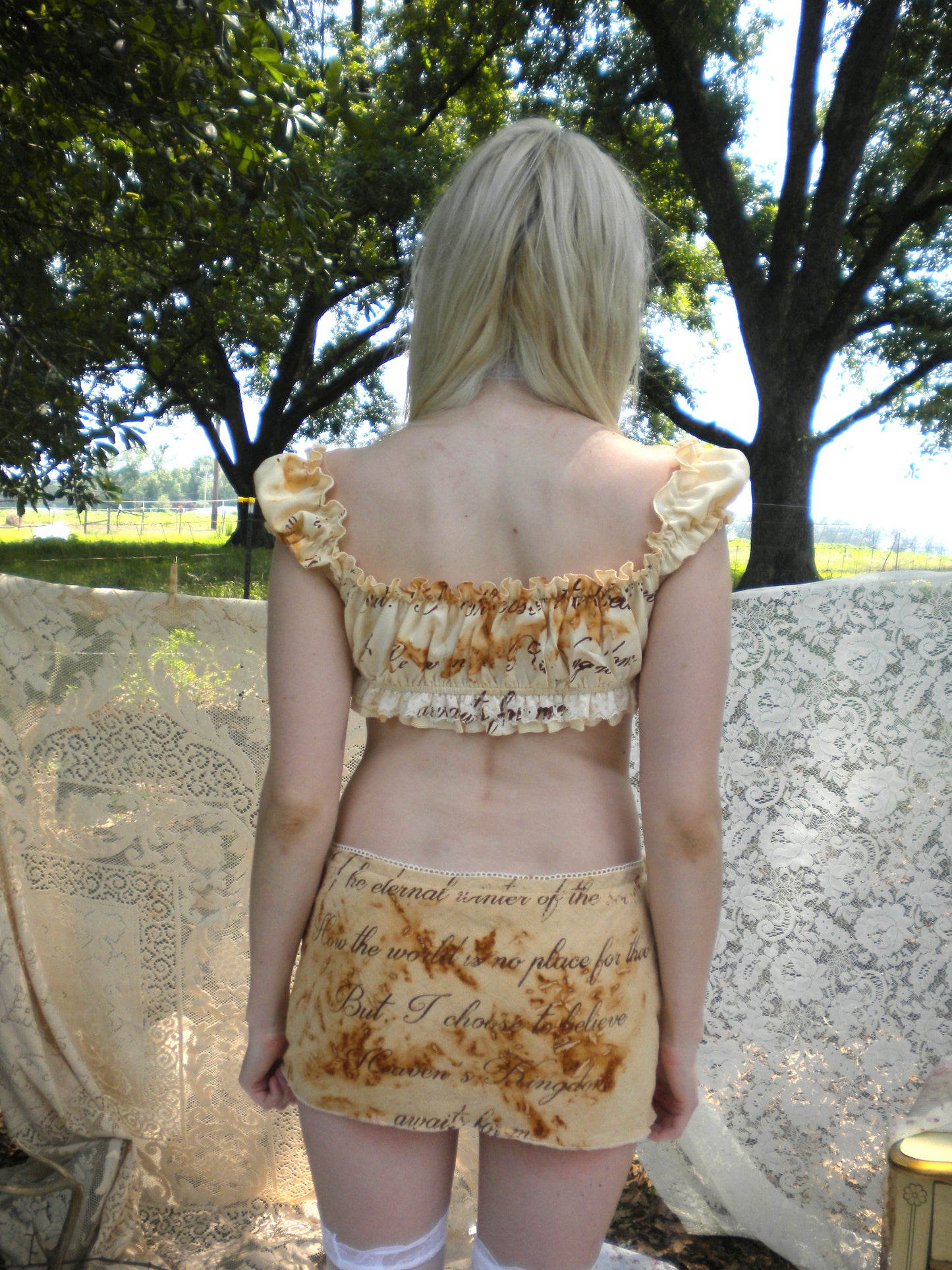 Rust Dyed Ruffle Maiden Crop Top
