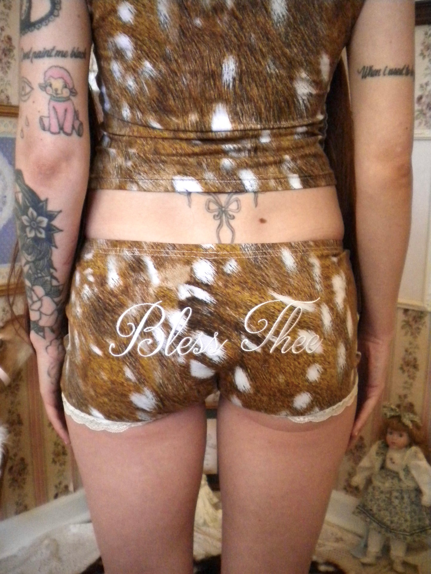 Fawn Prayer Lace Trim Shorts