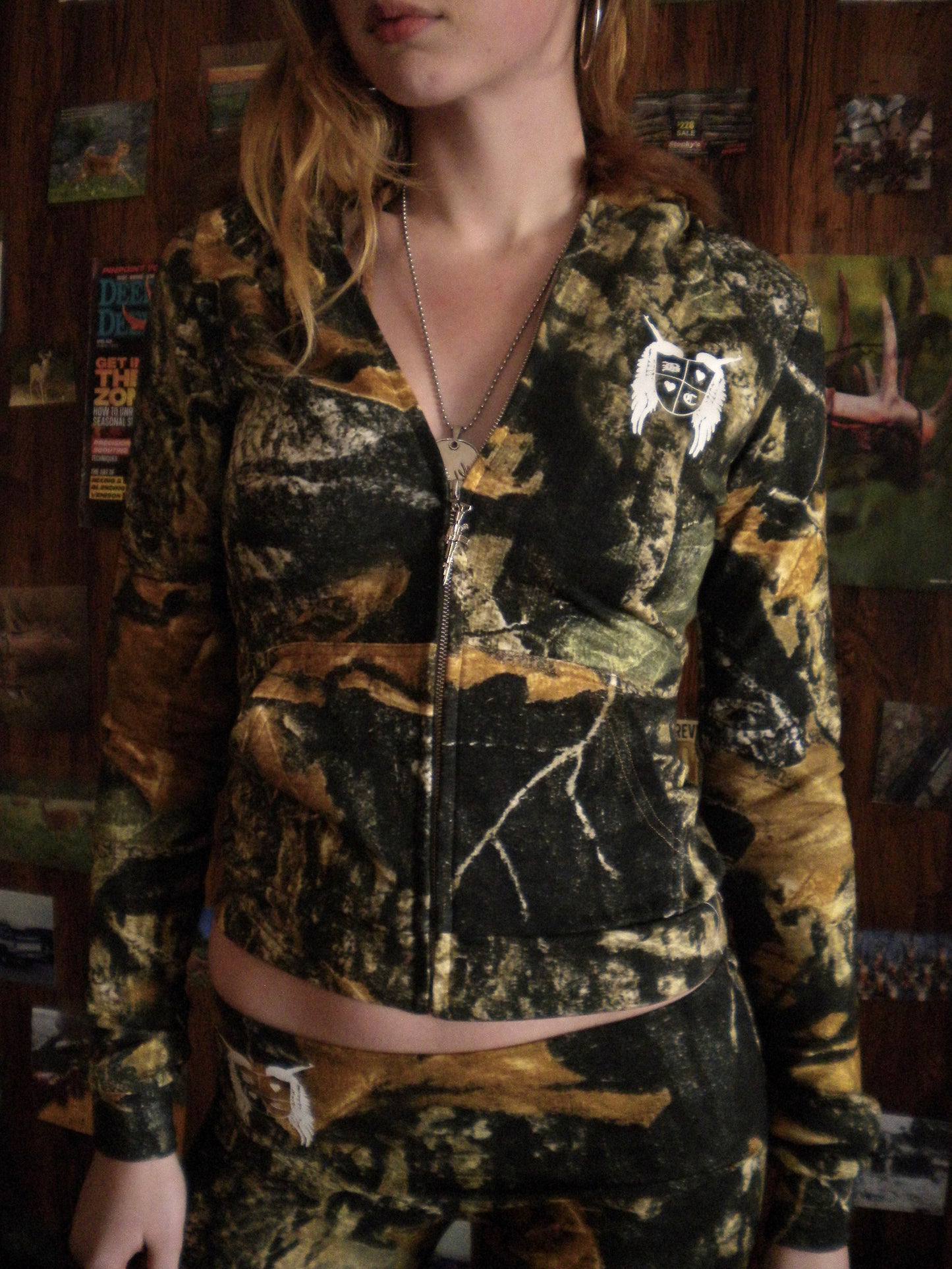 Gun Angel Camo Fur Trim Jacket