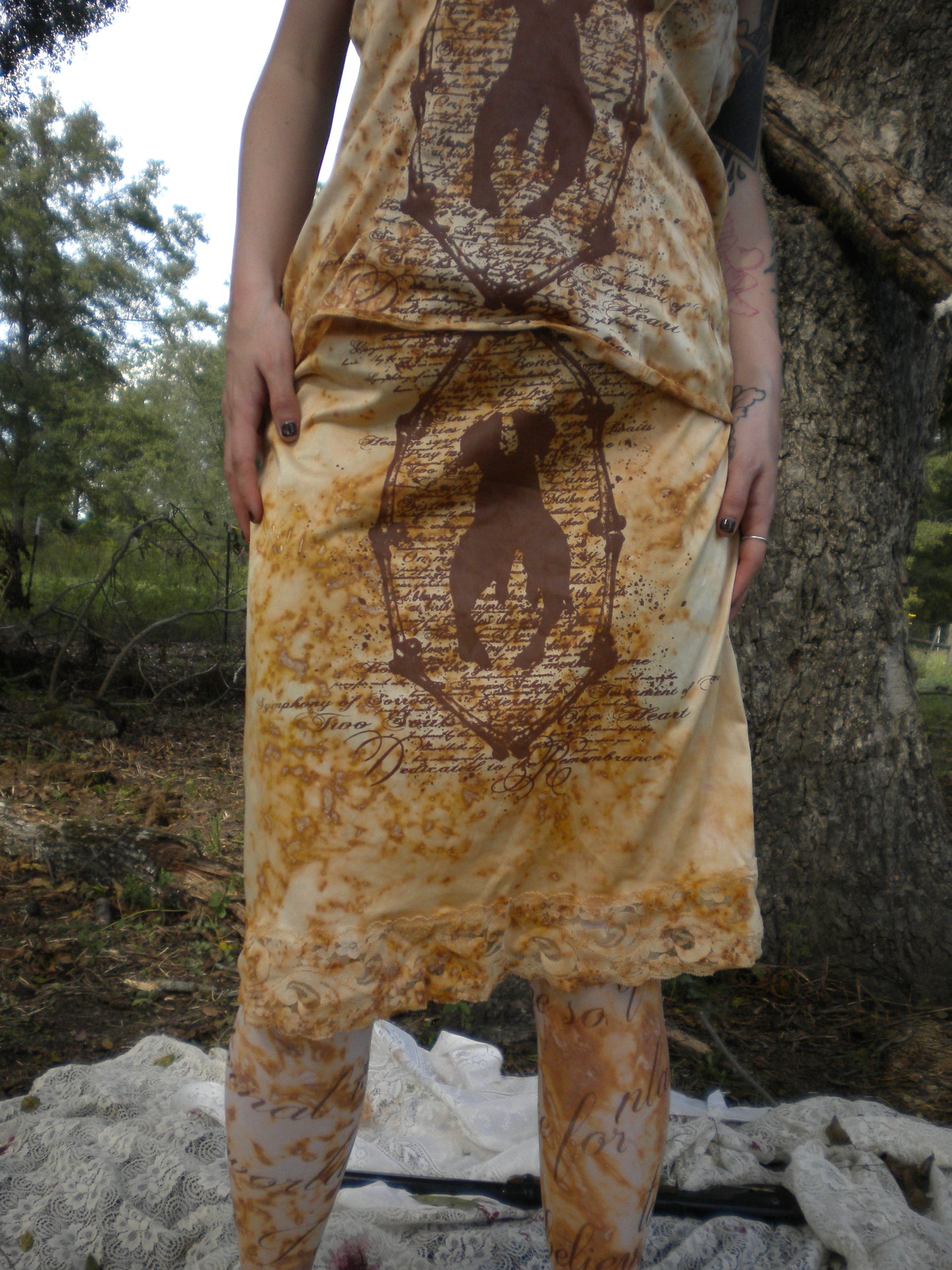 Rust Dye In Loving Memory Midi Slip Skirt