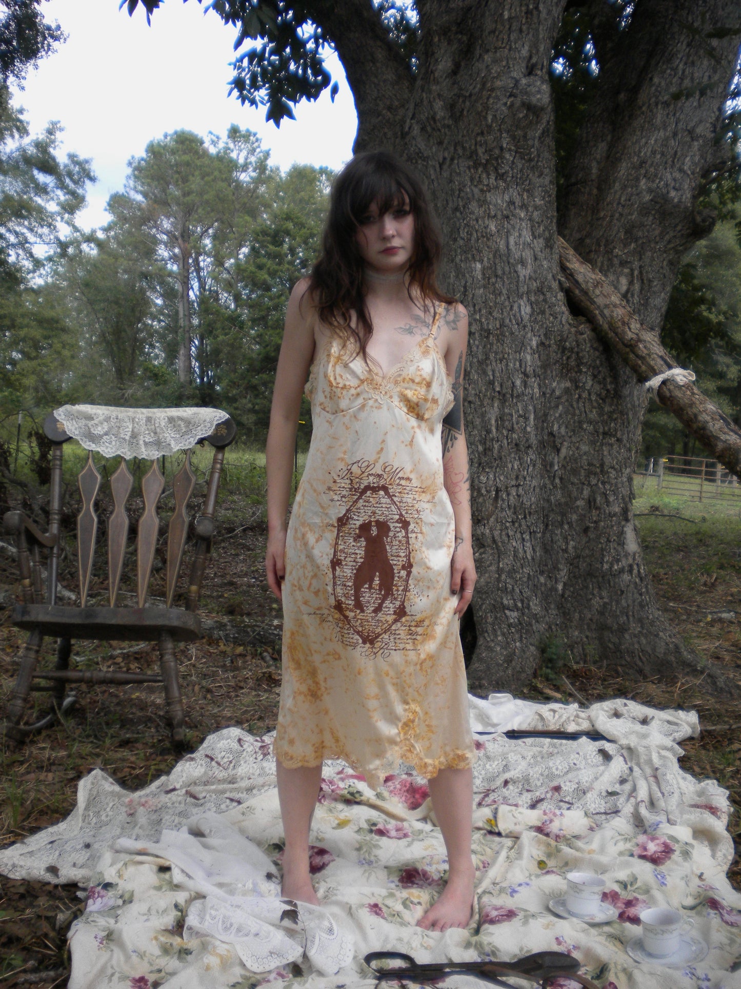 Rust Dye In Loving Memory Slip Dress
