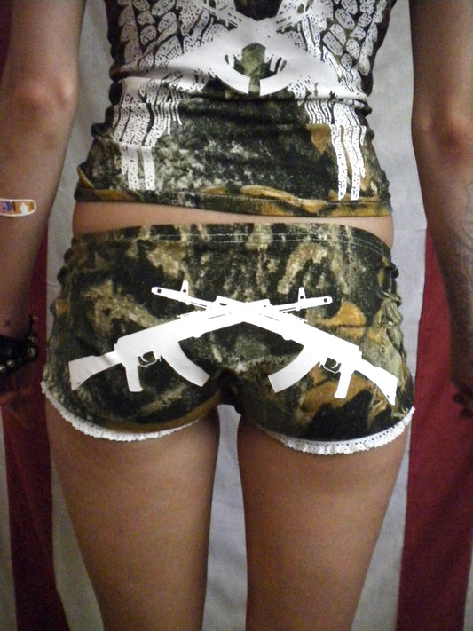 Camo Gun Angel Mini Shorts