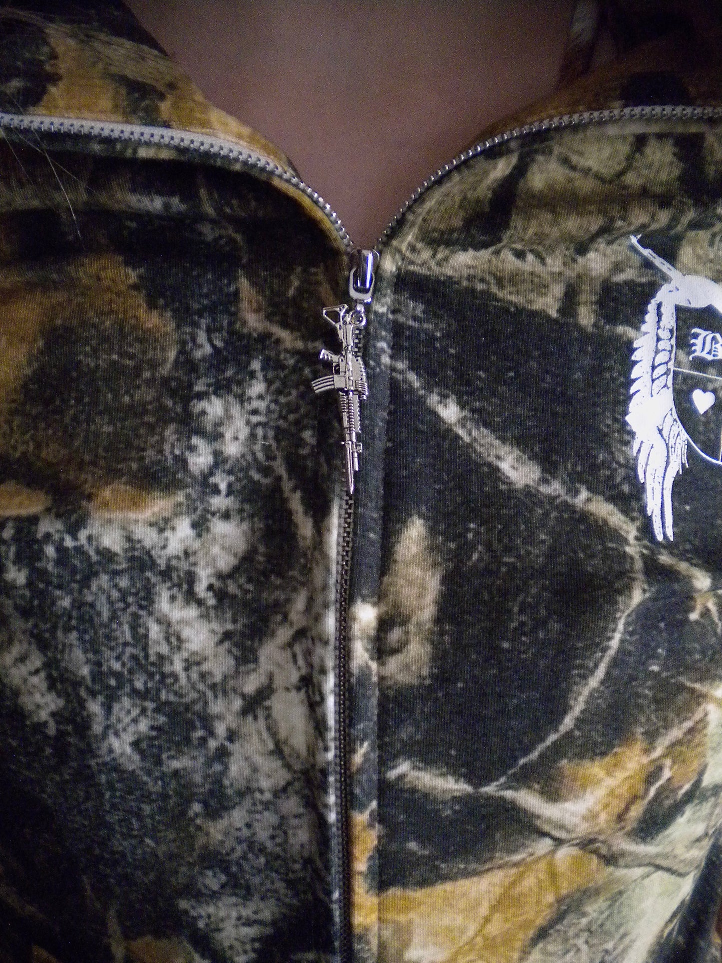 Gun Angel Camo Fur Trim Jacket