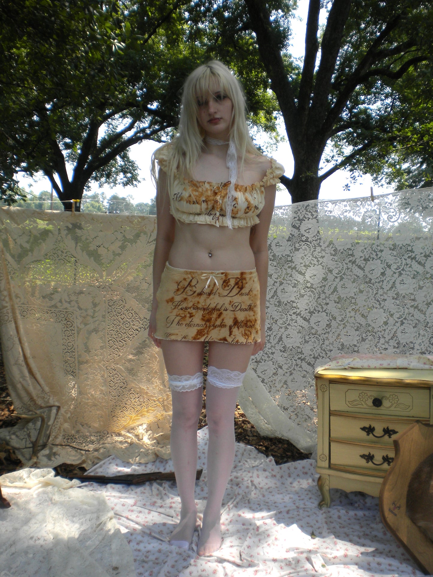 Rust Dyed Ruffle Maiden Crop Top