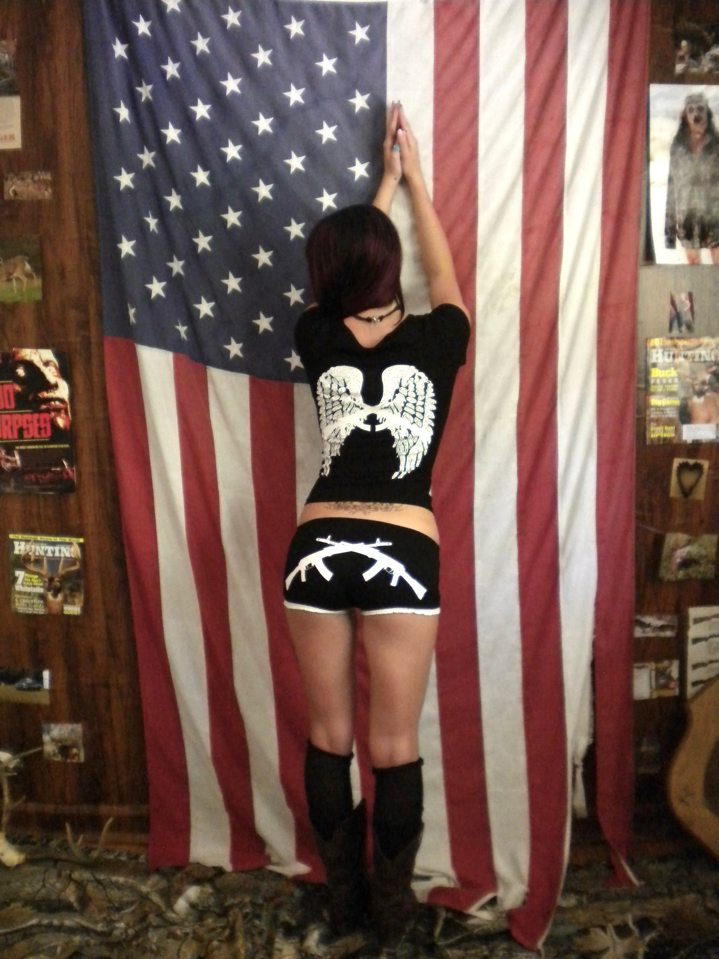 PREORDER Black Gun Angel Mini Shorts