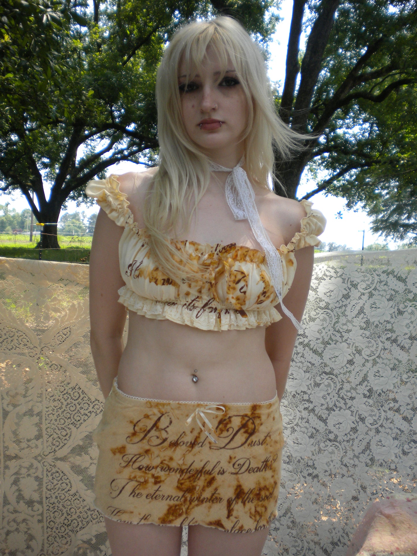 Rust Dyed Ruffle Maiden Crop Top