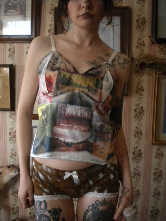1/1 Fawn Prayer Deer Collage Slip Cami