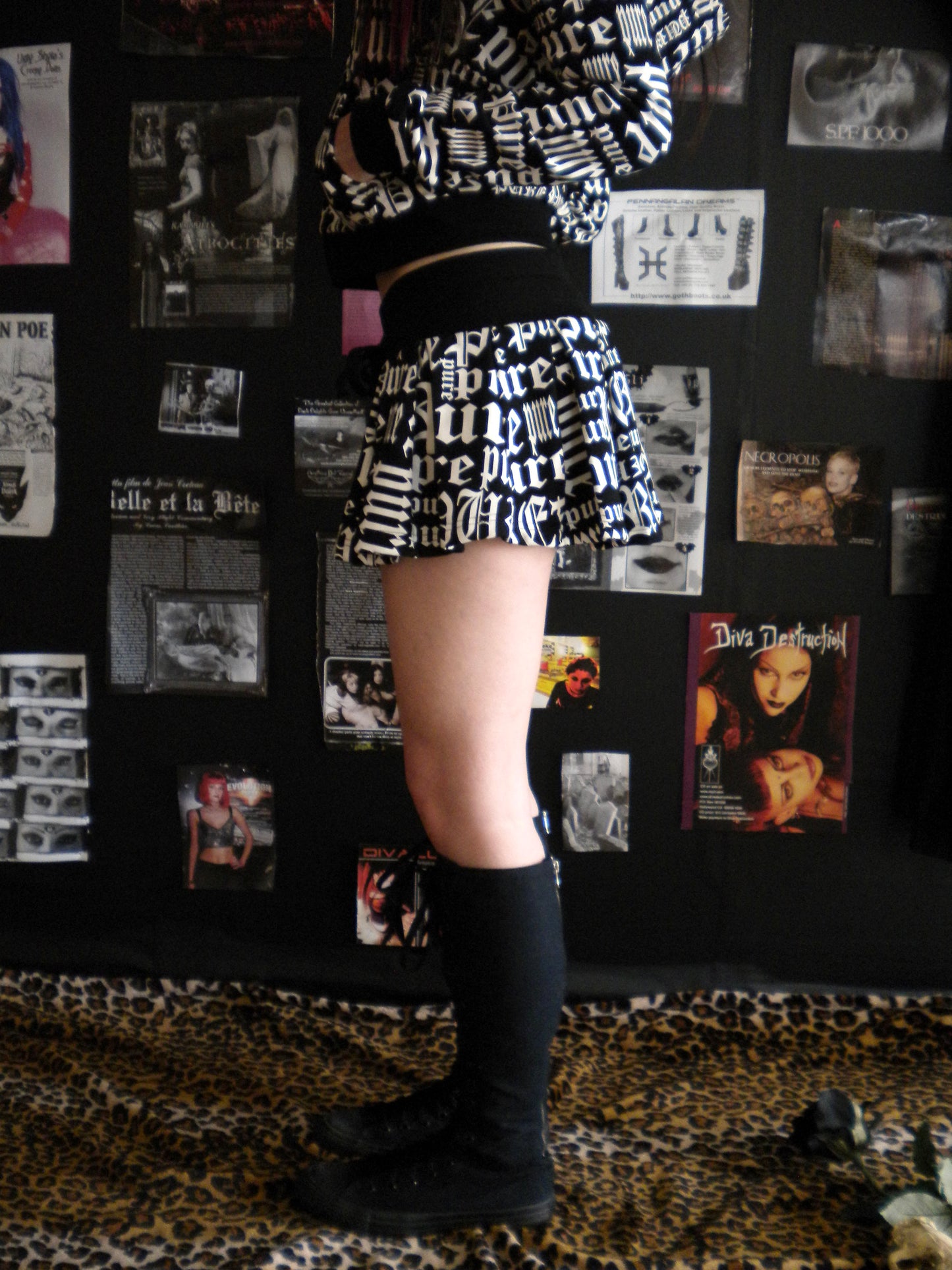 Pure Black Mini Flare Skirt