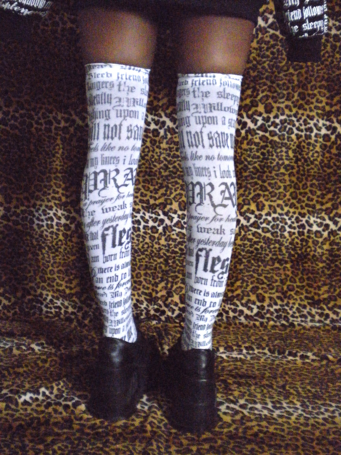 Pray Flesh Tears White Thigh High Socks