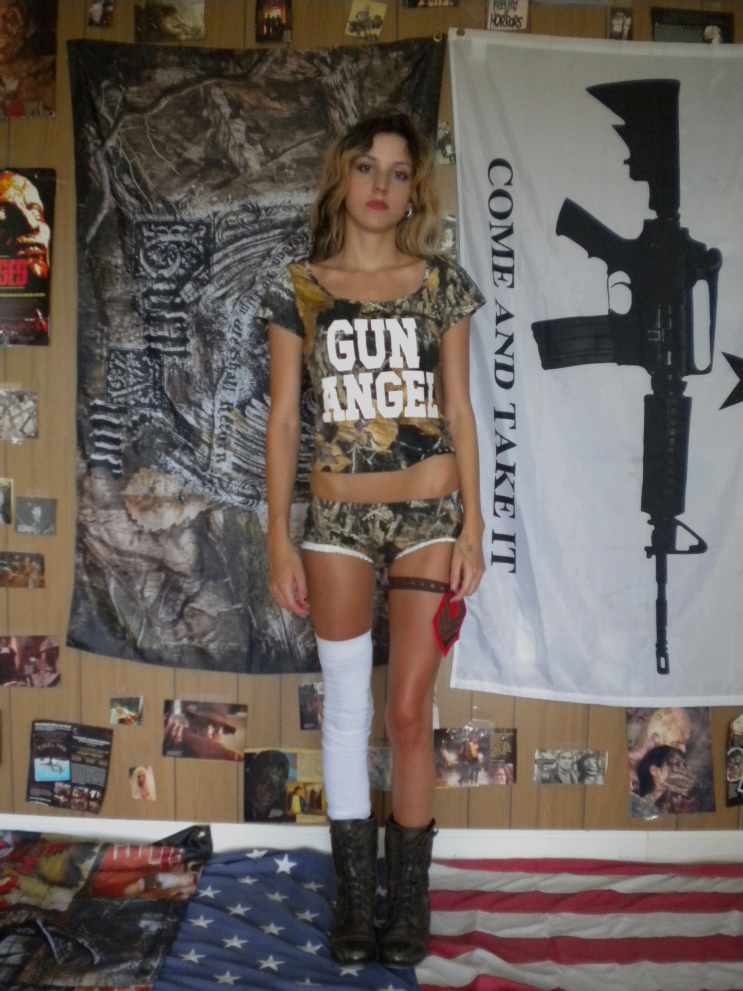 Camo Gun Angel Mini Shorts