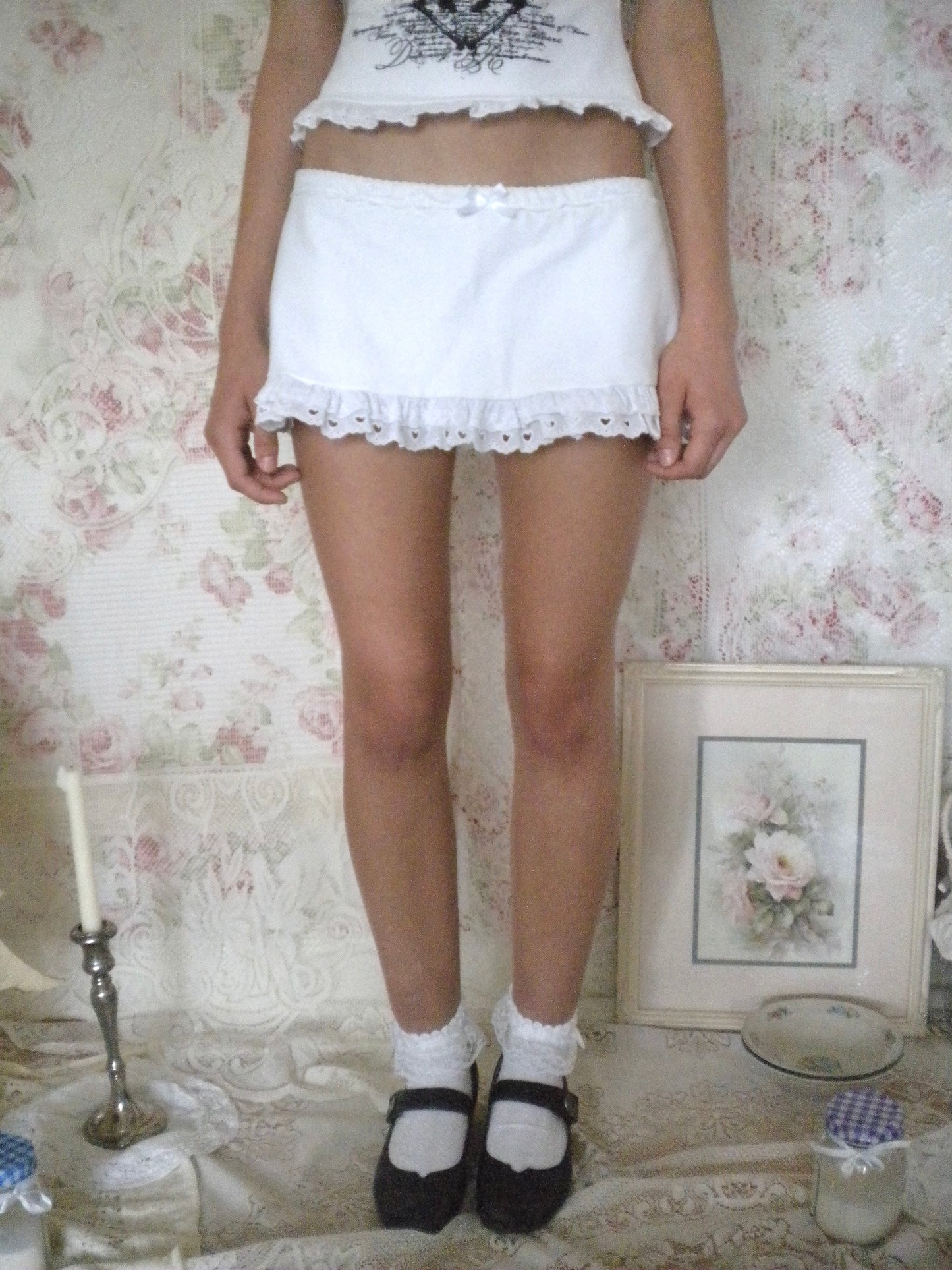 PREORDER In Loving Memory White Micro Mini Skirt