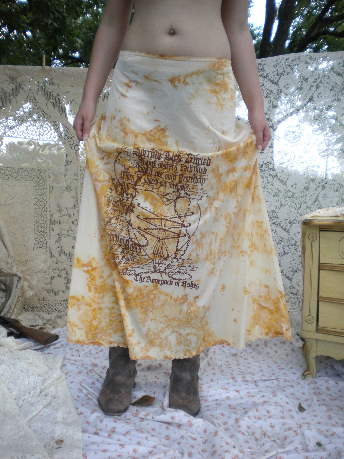 1/1 Rust Dyed Boneyard Ashes Maxi Slip Skirt