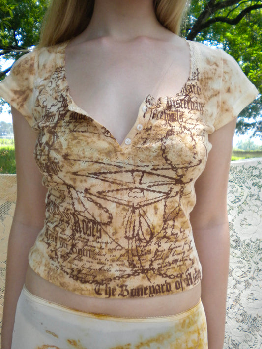 Rust Dyed Boneyard Ashes Button Top