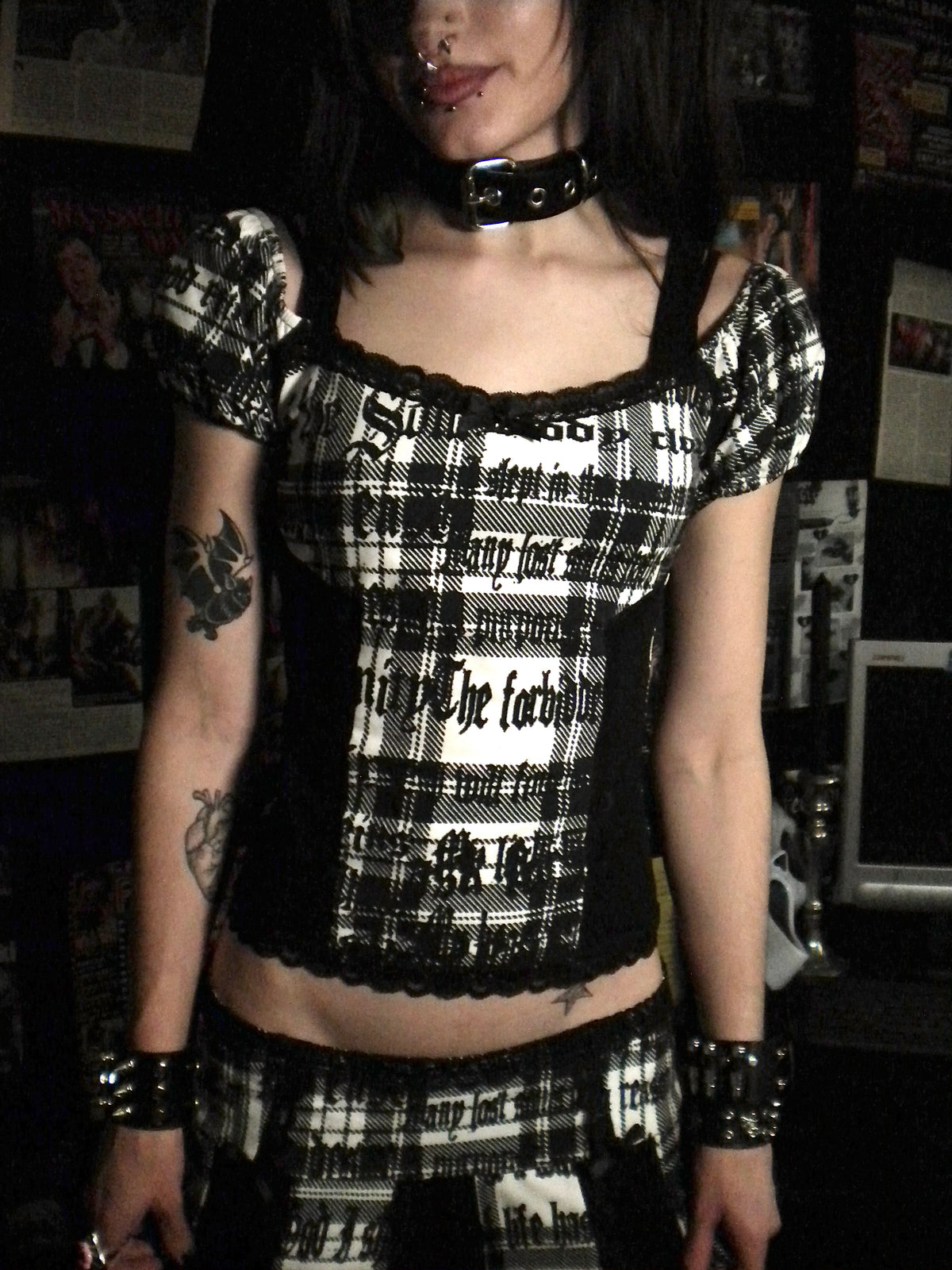 Deadly Desire White Plaid Top