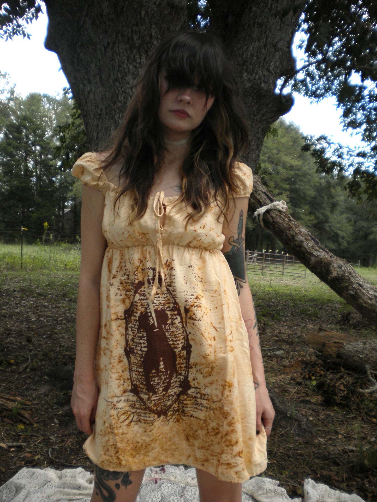 Rust Dye In Loving Memory Babydoll Dress