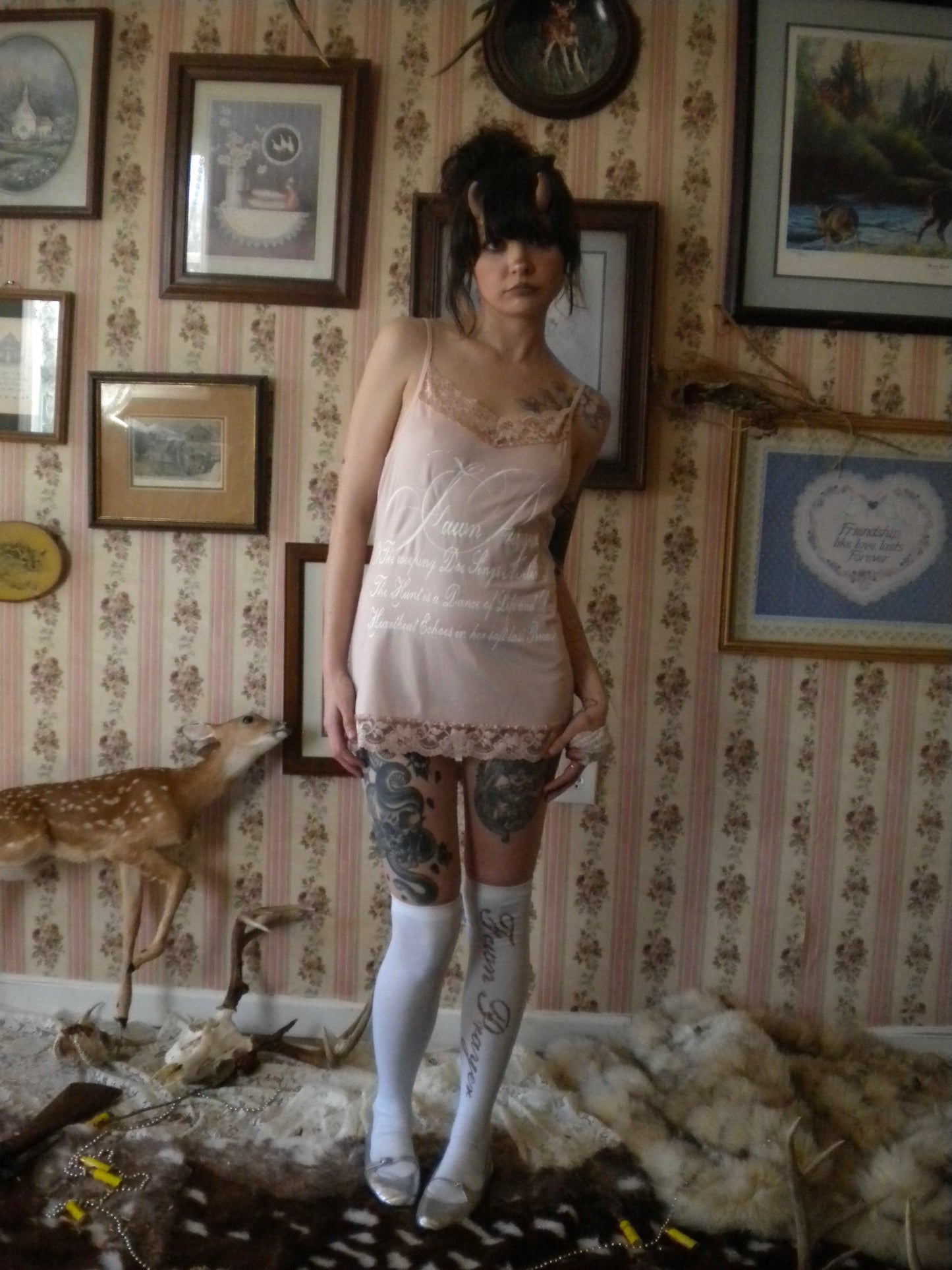 1/1 Fawn Prayer Pink Lace Trim Cami