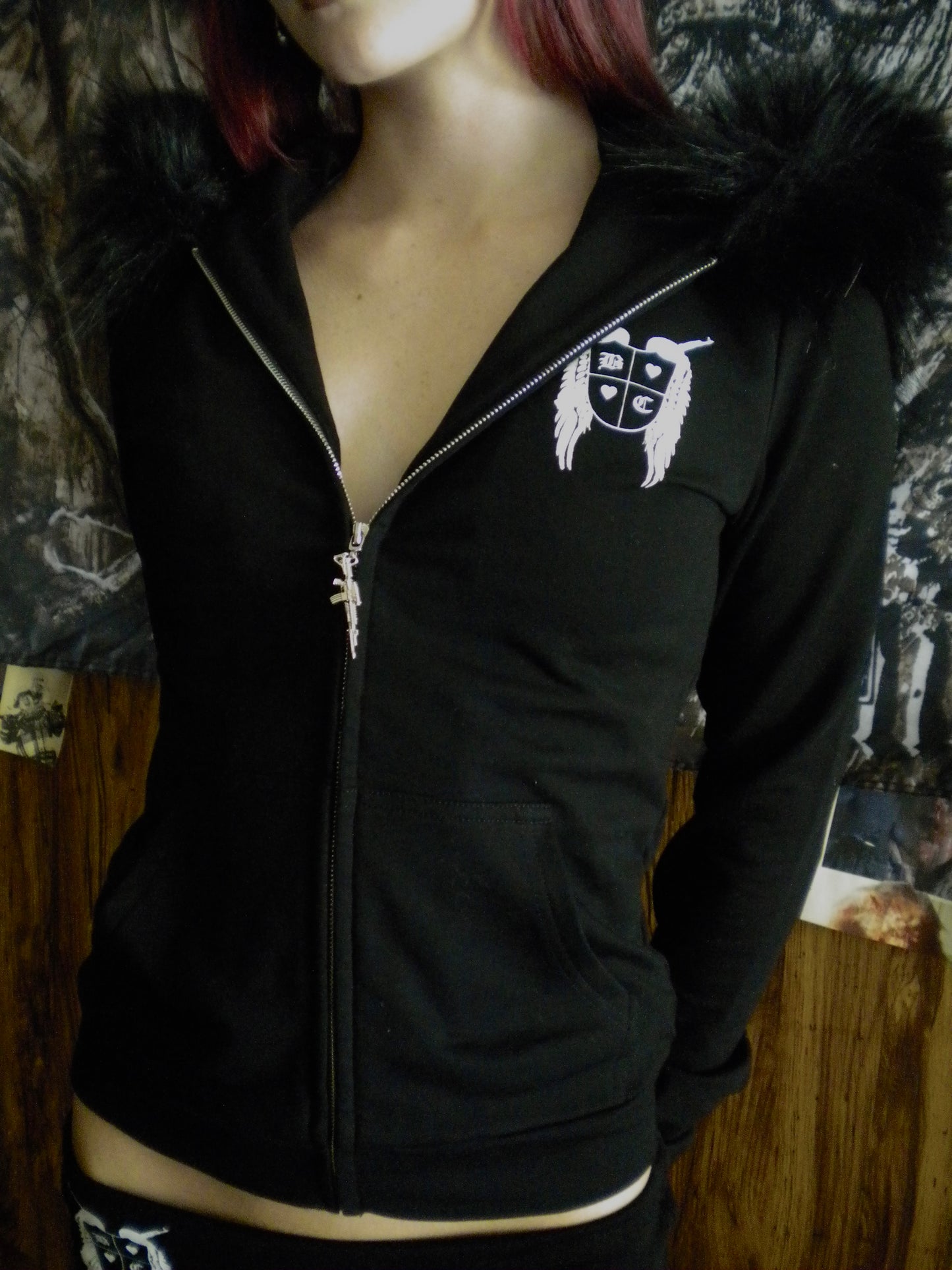 Gun Angel Black Fur Trim Jacket