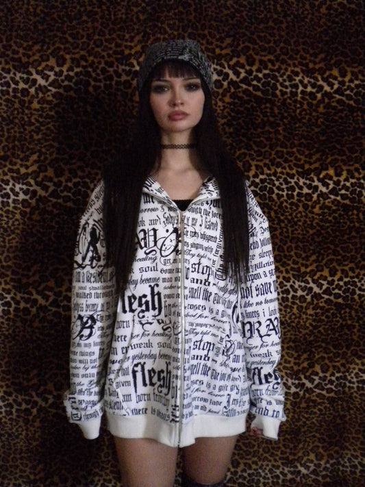 Pray Flesh Tears White Hoodie