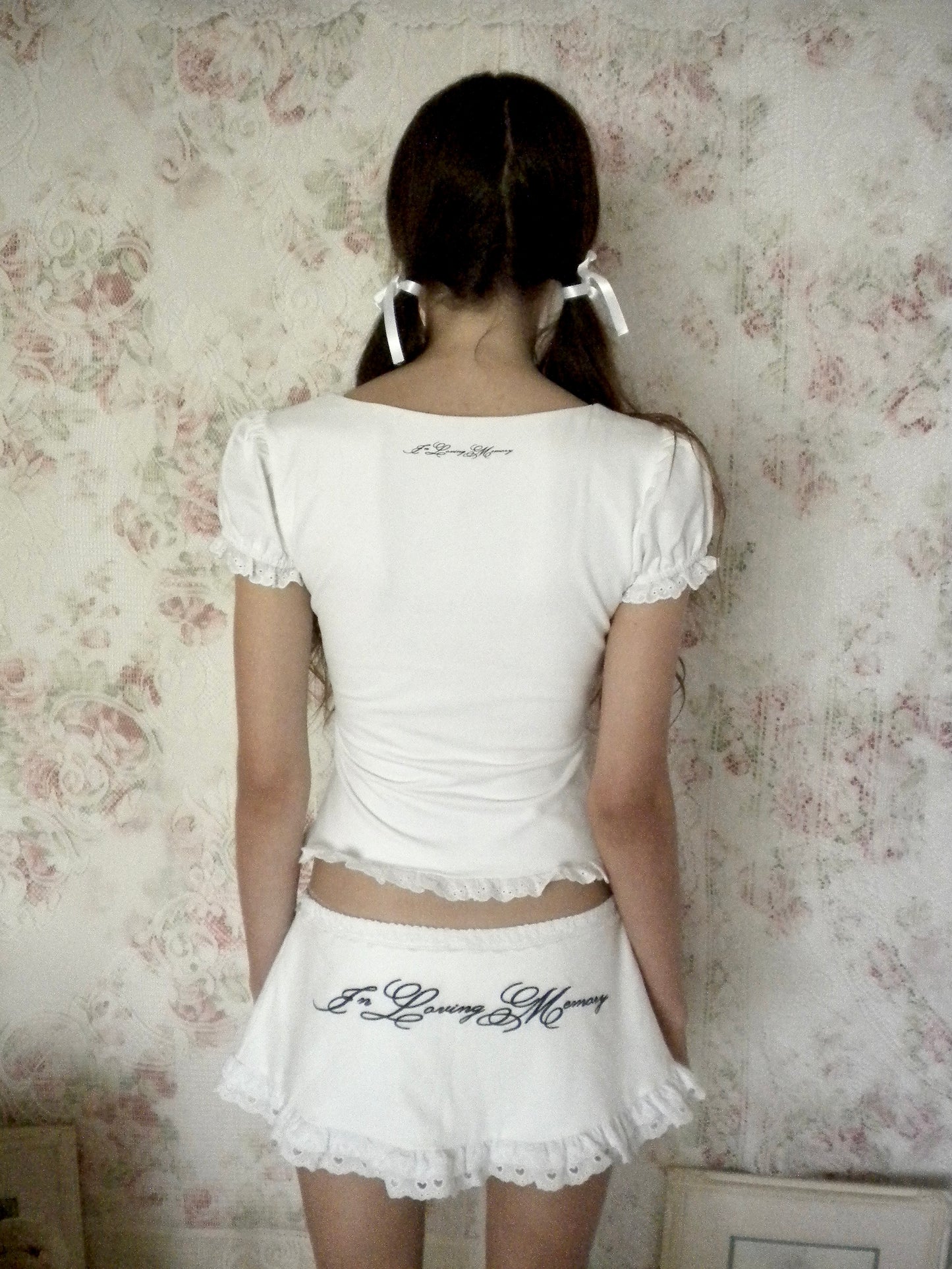 PREORDER In Loving Memory White Micro Mini Skirt