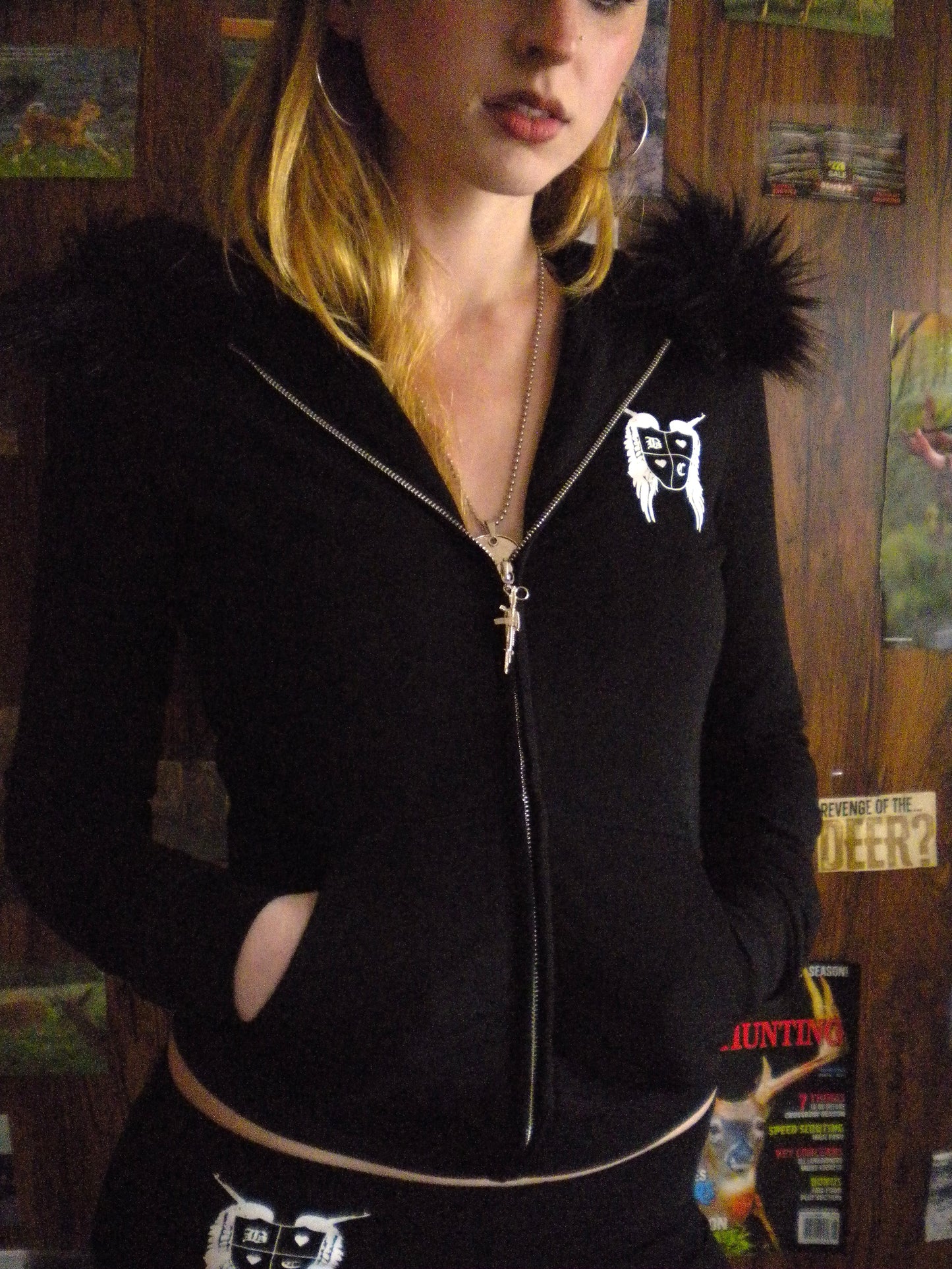 Gun Angel Black Fur Trim Jacket