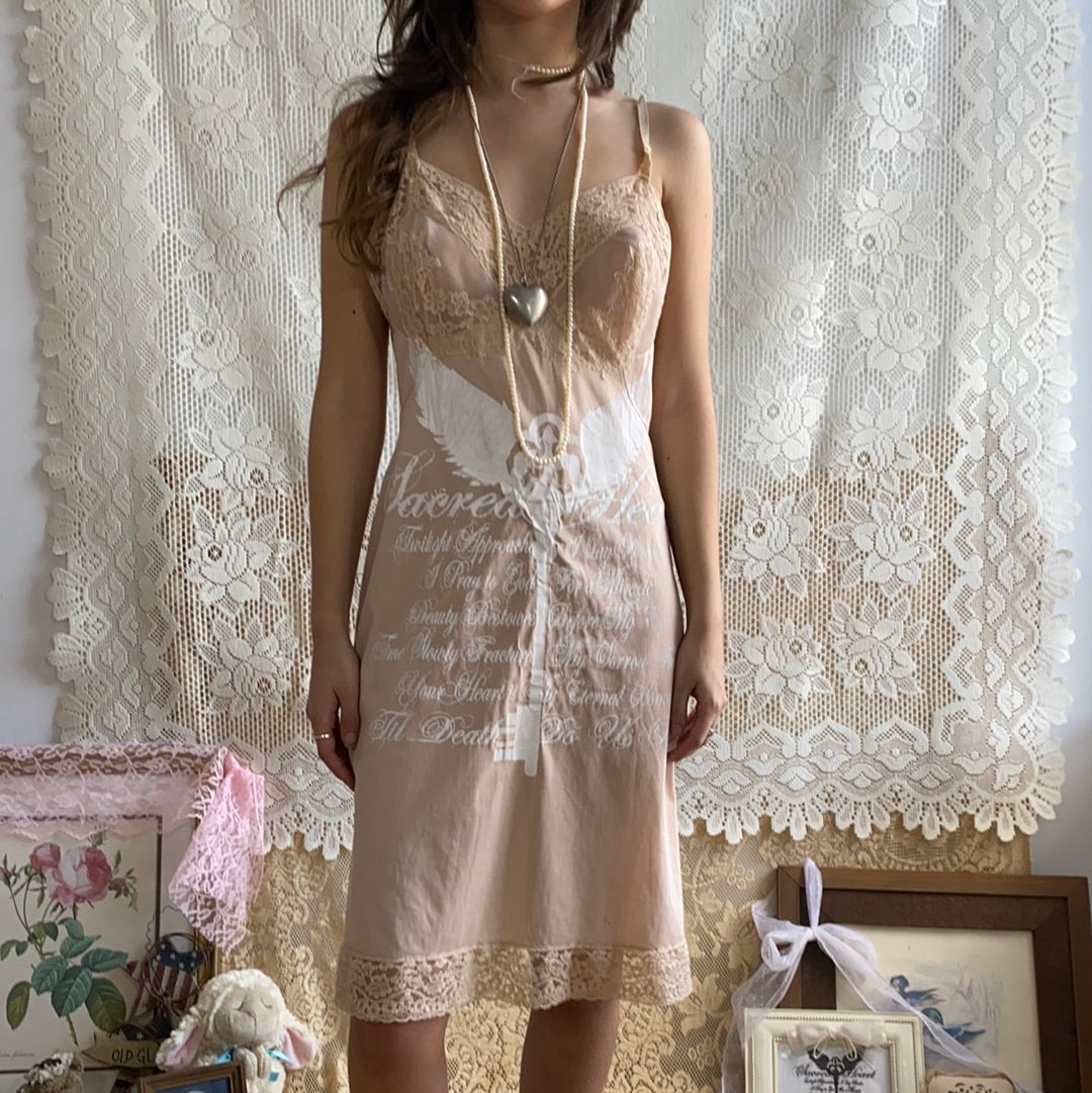 Sacred Heart Nude Slip Dress