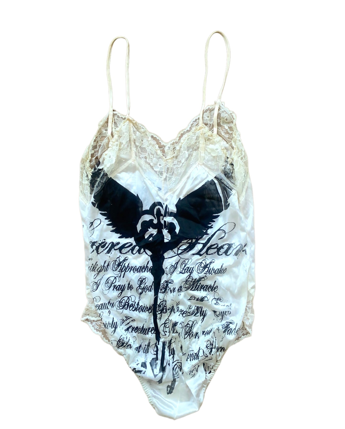 Sacred Heart Creme Lace Slip Bodysuit