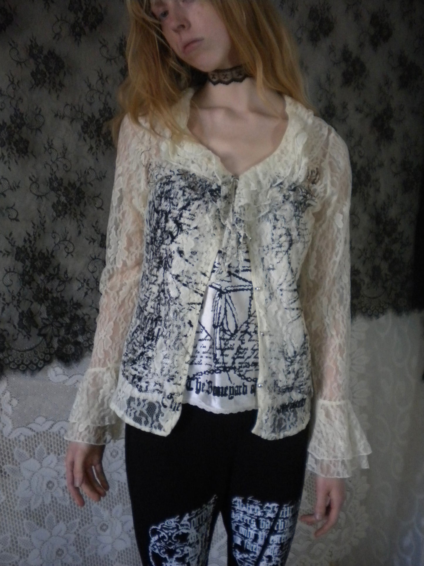 Boneyard Ashes Lace Overlay Top