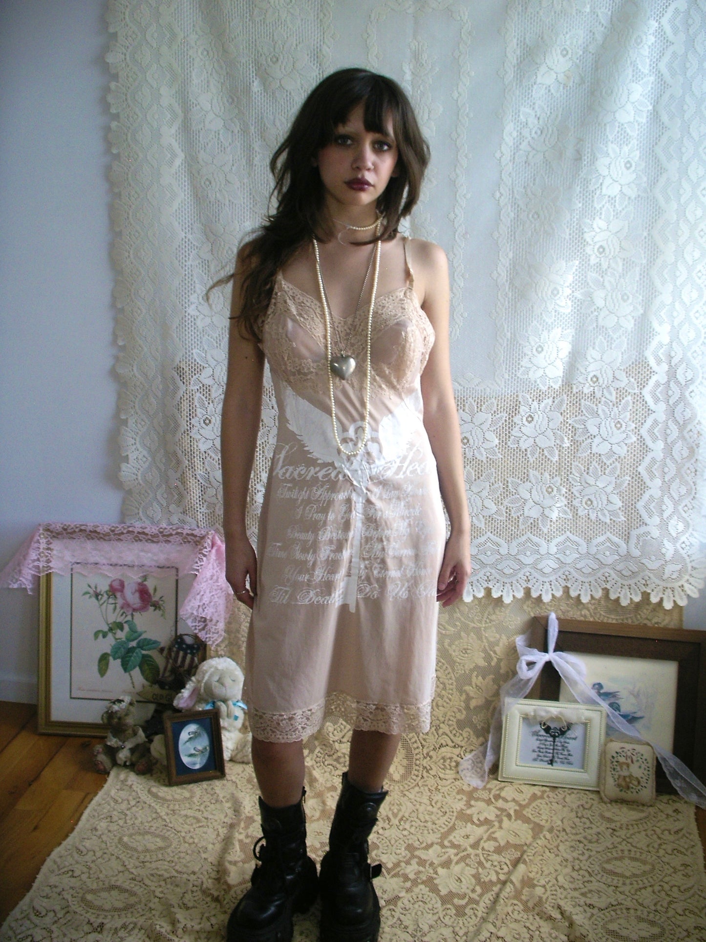 Sacred Heart Nude Slip Dress