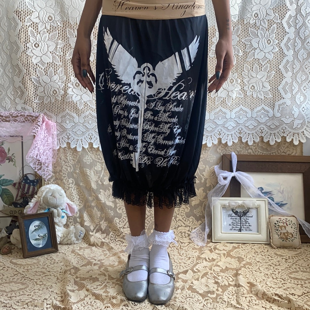 Sacred Heart Ruffle Edge Midi Slip Skirt