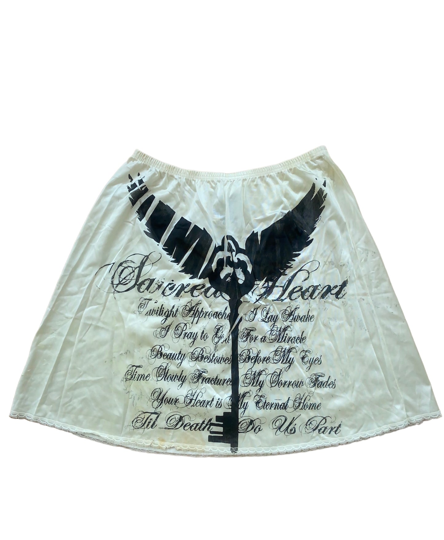 Sacred Heart Creme Mini Slip Skirt