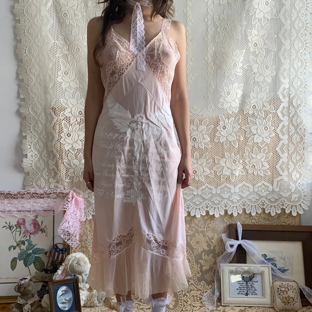 Sacred Heart Pink Lace Slip Dress