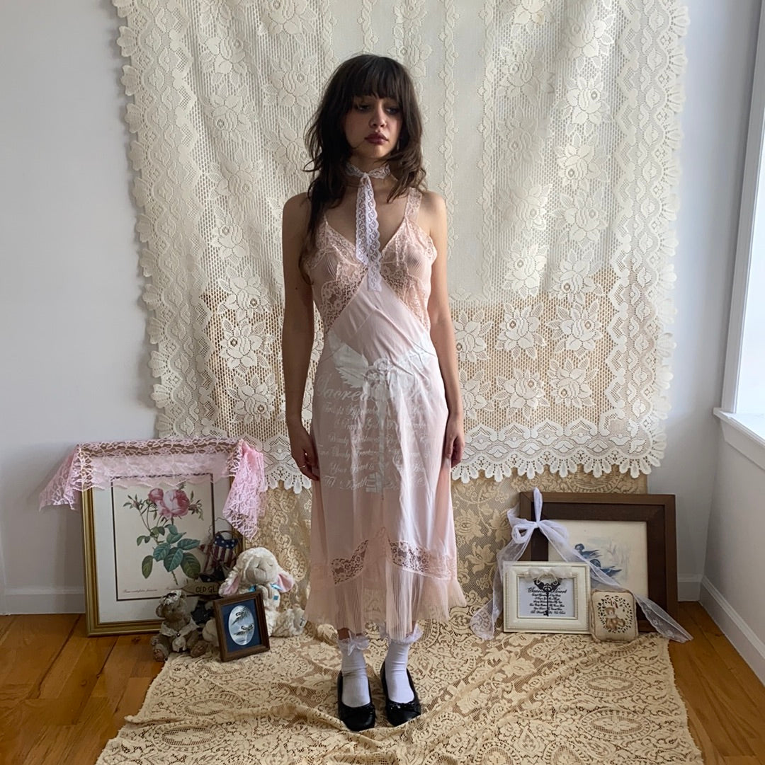 Sacred Heart Pink Lace Slip Dress