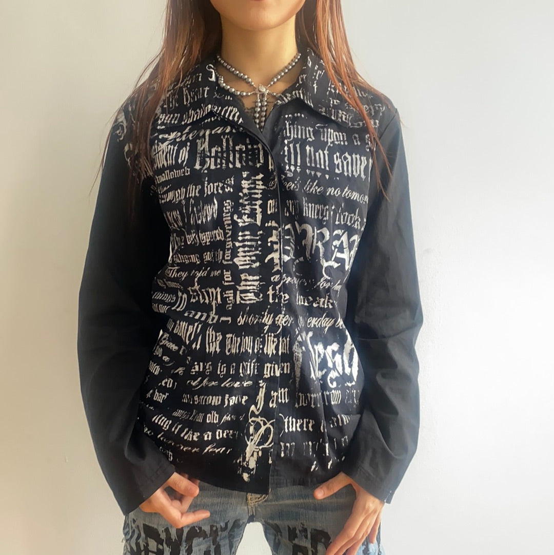 Pray Flesh Tears Black LS Button Up
