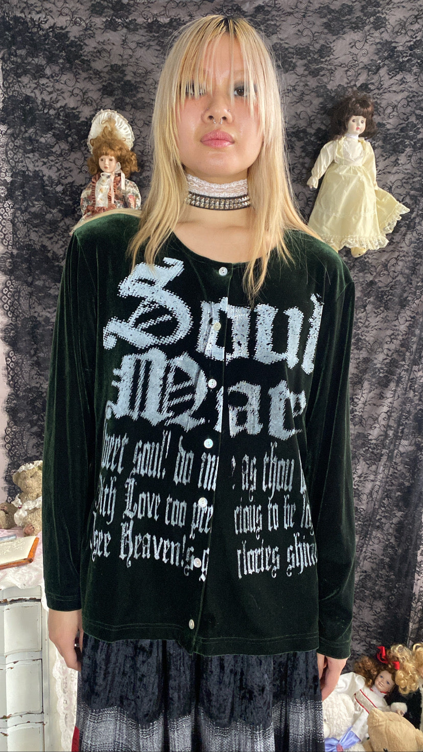 SoulMate Jade Velvet Cardigan