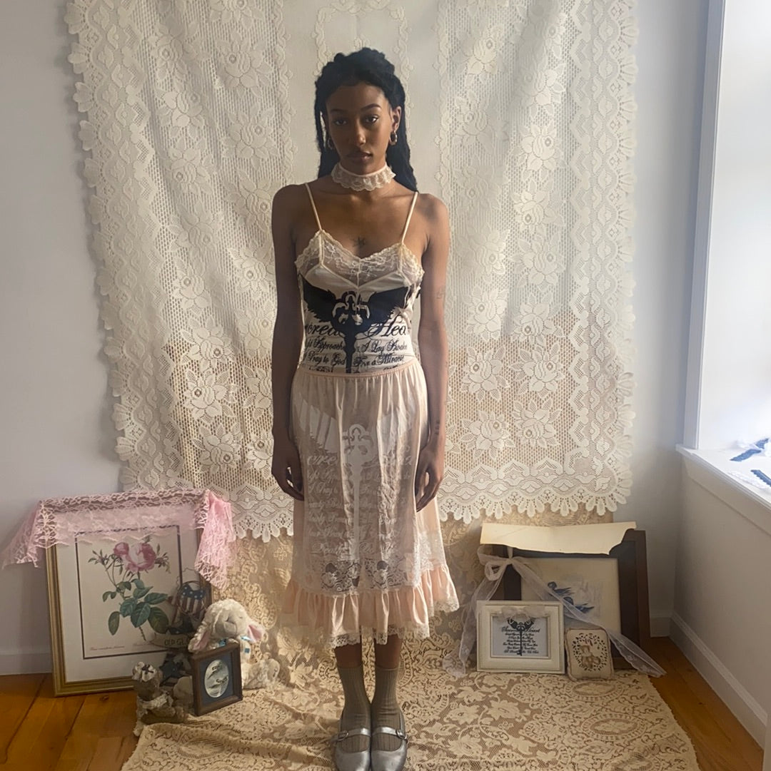 Sacred Heart Creme Lace Slip Bodysuit