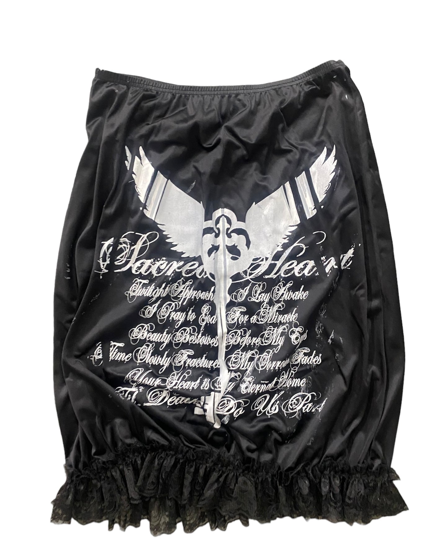 Sacred Heart Ruffle Edge Midi Slip Skirt